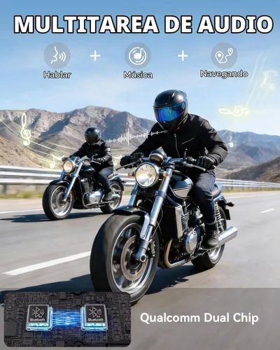 Vista 4 de N8 8 Riders - Casco de motocicleta Bluetooth con altavoces de 1.772 pulgadas, paquete de 2 Communication Headset for ATV/Snowmobile/Ski/Bike
