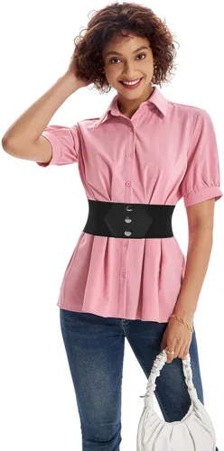 Vista 4 de GRACE KARIN Cinturón de corsé con botón a presión para mujer, cinturones elásticos anchos para vestido de cintura elástica