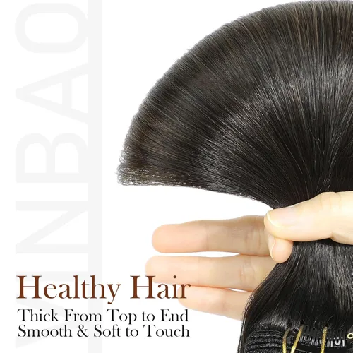 Vista 73 de VINBAO Extensiones de cabello humano con clip, balayage, color marrón ceniza a rubio caramelo, 14 pulgadas, 6 unidades, 3.53 onzas, 6