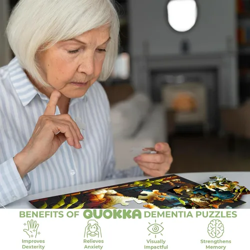 Vista 5 de QUOKKA 100 piezas de actividades de demencia para adultos – 3 juegos de rompecabezas de demencia para ancianos – Productos de regalo de piezas gatos