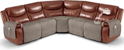 Vista 10 de Ruaozz Fundas de Sofá Seccional Reclinable Extra Grandes Impermeables Funda de Sofá para Sofá Reclinable en Forma de L de 5 Asientos Fundas de Sofá