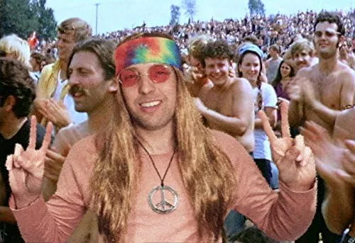 Vista 5 de Disfraz de peluca hippie con bandana de teñido anudado de los años 60 y 70 hippy Woodstock Festival Gear, Marrón