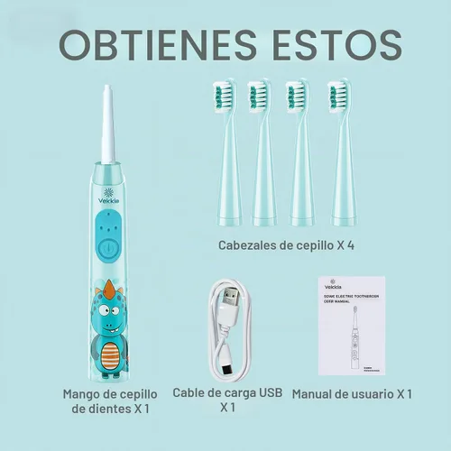 Vista 7 de Vekkia - Cepillos de dientes eléctricos para niños 3 Modes with Memory/Fun & Easy Cleaning/24000 Strokes, IPX7 Waterproof, 2-Min Timer for Age