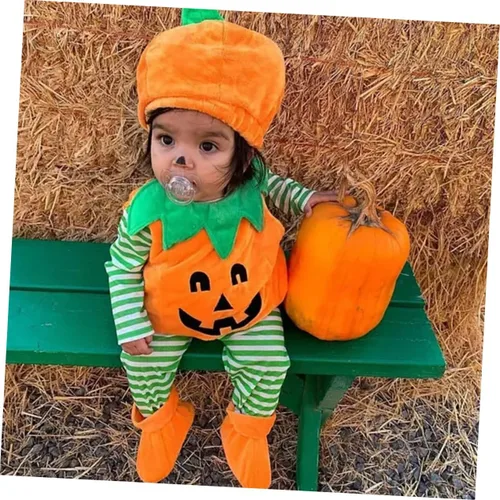 Vista 6 de SOIMISS 1 juego de lindos conjuntos de ropa para niñas, trajes para niños, disfraz de fiesta de Halloween, disfraz de calabaza para niños