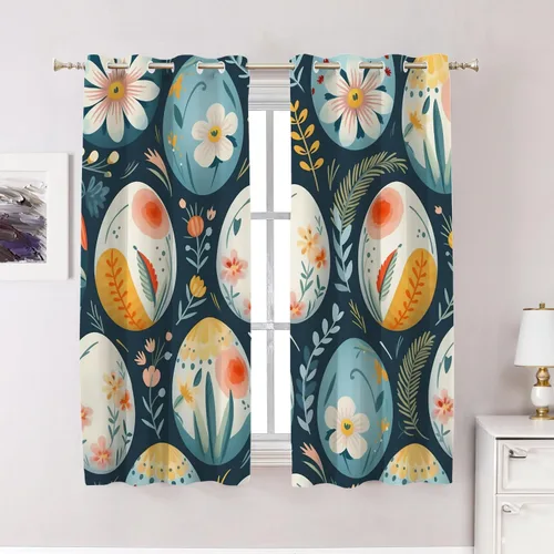 Vista 164 de Cortinas opacas de poliéster multicapa marrón con diseño de bosque natural, 2 unidades, 26 x 24 pulgadas