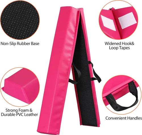Vista 7 de Viga de Equilibrio Plegable de 6 y 9 Pies, Viga de Gimnasia de Suelo con Base Antideslizante para Niños y Adultos, Hogar, Gimnasio, Club, Escuela