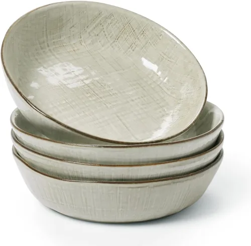 Vista 11 de famiware Tempus - Juego de 4 cuencos para pasta de 8.6'', cuencos de 40 oz para cocina, cuencos hondos de gres para servir, aptos para lavavajillas