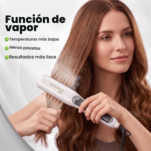 Vista 2 de Steam Hair Straightener Brush, 2-in-1 Detangling & Straightening Brush