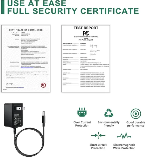 Vista 4 de Adaptador CA/CC de 12 V con certificación UL compatible con PIF 300 Instant Wireless Dog Fence System Cable de fuente de alimentación