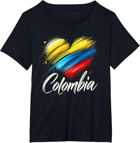 Vista 32 de Camiseta de orgullo colombiano con corazón de la bandera de Colombia