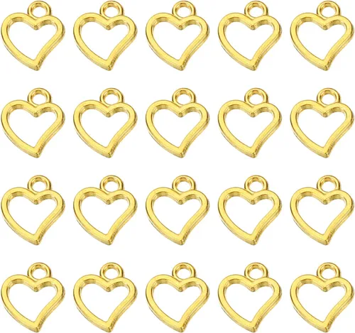 Vista 7 de PATIKIL 100 piezas de dije de corazón mini círculo de corazón colgante de metal a granel para hacer joyas, pulseras, aretes, collar