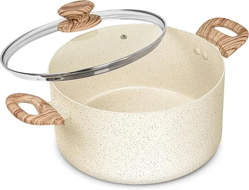 Vista 16 de MICHELANGELO Olla de sopa antiadherente de 4.3 cuartos de galón con tapa, revestimiento de granito no tóxico, compatible con inducción, olla Negro