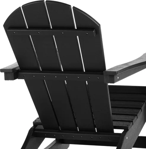 Vista 8 de HDPE Laguna Silla mecedora Adirondack de polietileno para exteriores (juego de 2), color negro