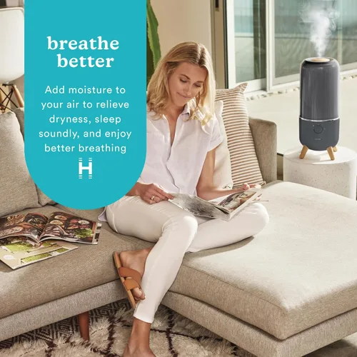 Vista 2 de Homedics - Humidificador ultrasónico, para dormitorios y oficinas en casa, tanque de 0.97 galones, tiempo de funcionamiento de 45 horas, vapor frío