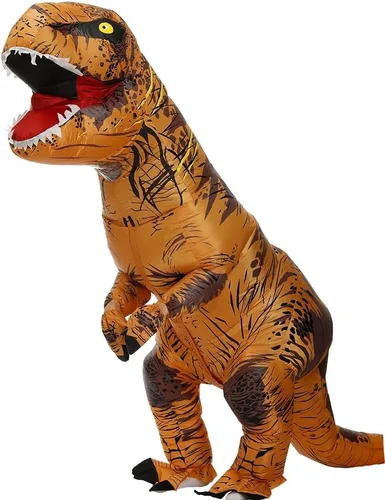 Vista 2 de Disfraz inflable de tiranosaurio para adultos, disfraz de dinosaurio de fantasía, disfraz de estegosaurio, disfraz para Halloween o cosplay