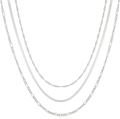 Vista 6 de Layered Necklaces for Women,14K GoldSilver Plated Dainty Choker Necklace Trendy Simple Paperclip Chain Figaro Rope Necklace Cuba Gold Jewelry for
