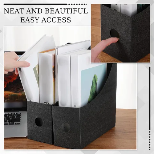 Vista 3 de Geyee Paquete de 12 soportes de plástico para archivadores de revistas, organizador de escritorio para revistas, cajas de archivos resistentes