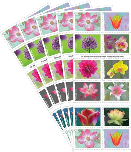 Vista 3 de Libro de sellos postales Forever de USPS Garden Beauty de 20 autoadhesivos de primera clase para bodas, celebraciones, aniversarios, flores