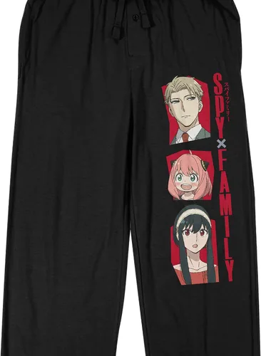 Vista 2 de Spy x Family Characters - Pantalones de dormir negros con cordón para hombre
