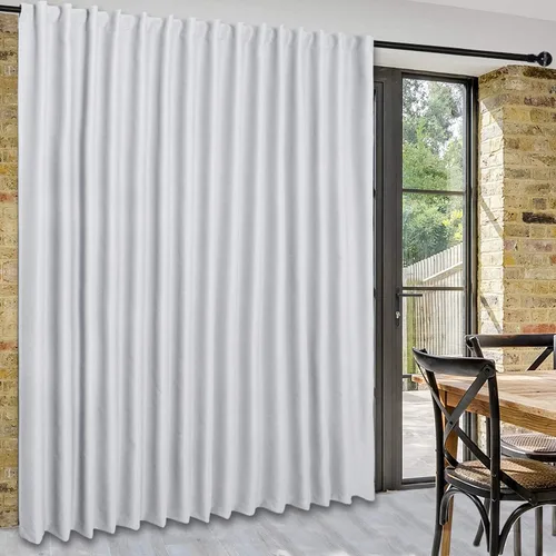Vista 77 de DWCN Cortina opaca divisora de privacidad para puerta corrediza de patio, cortinas térmicas extra anchas con pestaña trasera y bolsillo para barra