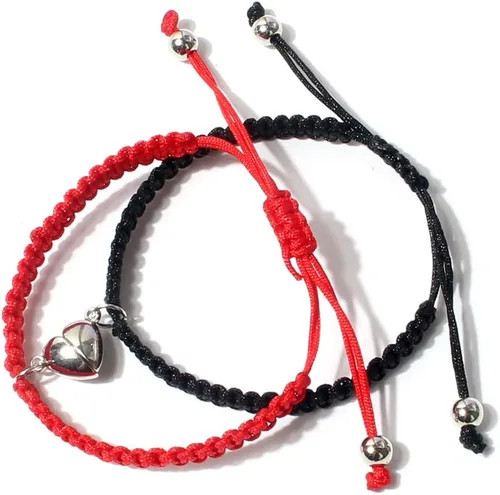 Vista 4 de 2 pulseras magnéticas para parejas para mujeres y hombres, atracción de sol y luna a juego, pulseras hechas a mano, regalos para novio, novia, mejor