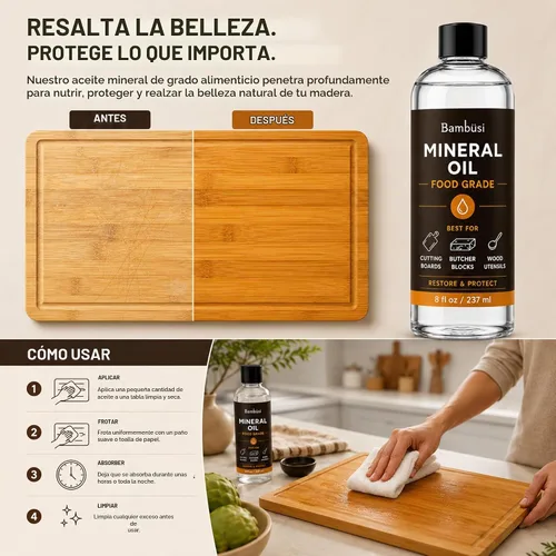 Vista 2 de Bambüsi Aceite mineral de grado alimenticio para acondicionador de tabla