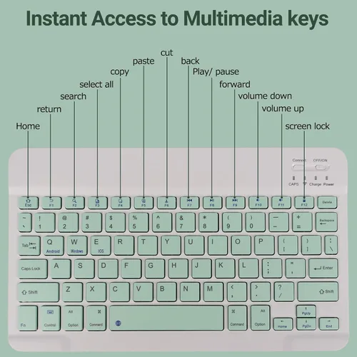 Vista 6 de Juego de teclado y mouse inalámbricos inalámbricos recargables con Bluetooth, teclado compacto y portátil ultrafino para Verde