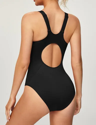 Vista 3 de Ewedoos Traje de baño deportivo para mujer, correa ajustable, traje de baño de una pieza con espalda cruzada para mujer con control de abdomen