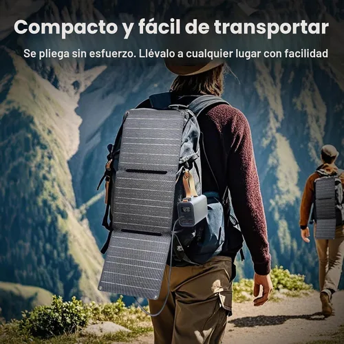 Vista 4 de ALLPOWERS Cargador de panel solar plegable de 21 W y 5 V, kit de carga solar SP001 con carga USB-A de 5 V y USB-C, panel solar portátil impermeable