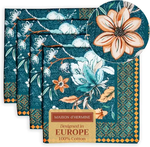 Vista 29 de Maison d' Hermine Juego de 4 servilletas de tela 100% algodón, suaves y duraderas, servilletas cuadradas reutilizables para uso diario, lavables