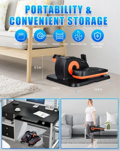 Vista 7 de Under Desk Elliptical Machine, Electric Leg Exerciser for Seniors 100% No Assembly, Portable Quiet Elliptical Exercise Machine, Seated Pedal