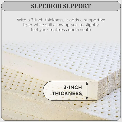 Vista 3 de PlushBeds Cubrecolchón mediano de 3 pulgadas Látex orgánico Fabricado en los Estados Unidos Comodidad de lujo Alivio relajante del punto