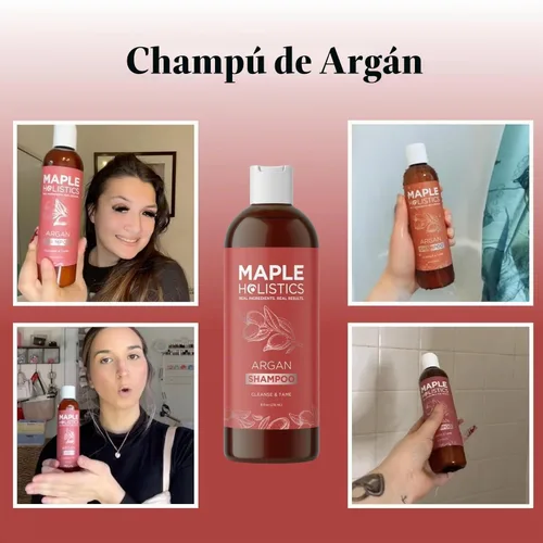 Vista 2 de Champú de aceite de argán para cabello seco - Champú sin sulfato para cabello dañado y encrespamiento con aceite de argán para el cabello - Champú