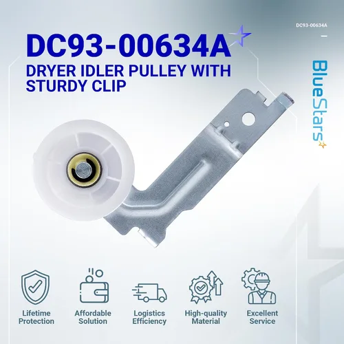 Vista 9 de [Rodamientos de Bolas Dobles Mejorados] Polea Tensora de Secadora BlueStars DC93-00634A con Clip Resistente – Compatible con Secadoras Samsung