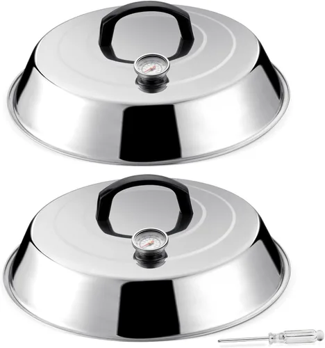 Vista 9 de Cúpula para Derretir Queso de 12 Pulgadas, HaSteeL Cubierta Redonda de Acero Inoxidable para Rociar y Vaporizar, Cúpula Grande Sólida para Plancha