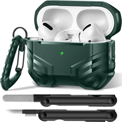 Vista 23 de MOBOSI Funda para AirPods Pro 2 con cerradura, compatible con funda Airpod Pro de 2ª/1ª generación, funda protectora de grado militar con kit