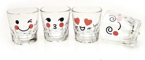 Vista 9 de LENITH ] Juego de vasos de chupito coreanos Soju, 1.7 onzas, vidrio transparente con carácter, vidrio en forma de corazón para whisky, tequila