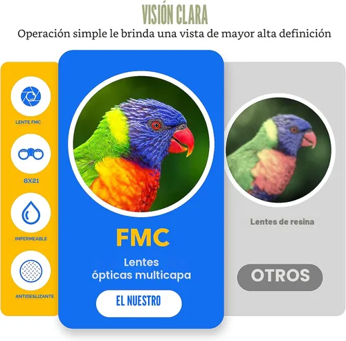 Vista 7 de LET'S GO! Binoculares para niños, prismáticos compactos de alta resolución a prueba de golpes