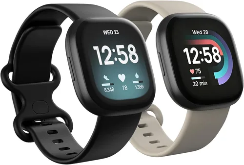 Vista 21 de Paquete de 2 bandas impermeables compatibles con Fitbit Versa 3/Fitbit Versa 4/Fitbit Sense/Sense 2, pulseras deportivas clásicas de repuesto suaves
