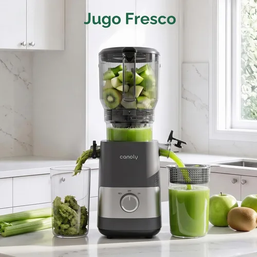 Vista 6 de Canoly 3-in-1 Cold Press Juicer C07, Makes Juice & Sorbet & Nut Milk Titanium Gray