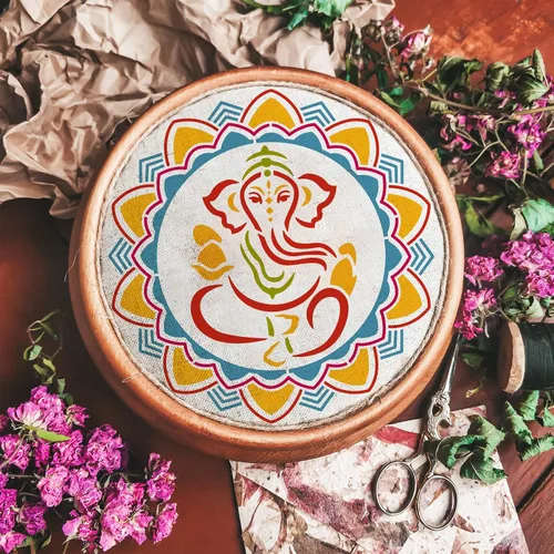 Vista 4 de BENECREAT Ganesha - Plantillas de pintura de dibujo, plantillas de elefante indio para pintar en álbumes de recortes, álbum, madera, piso, pared