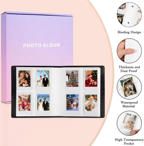 Vista 3 de Álbum de fotos de 320 bolsillos para fotos Polaroid de 2 x 3 pulgadas y Fujifilm Instax Mini, funda de piel sintética con caja de regalo premium