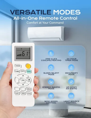 Vista 7 de Tehanld Mini sistema de calefacción Split, aire acondicionado mini split de 12000 BTU con bomba de calor, 19 SEER2 115 V unidad de CA de bajo