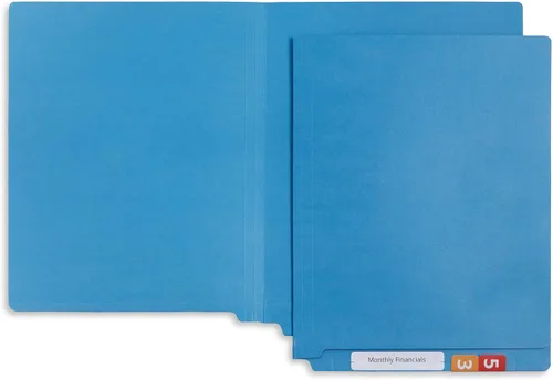 Vista 4 de Blue Summit Supplies 100 carpetas de archivos con pestañas finales azules, carpetas con pestañas finales, archivos de pestañas de corte recto