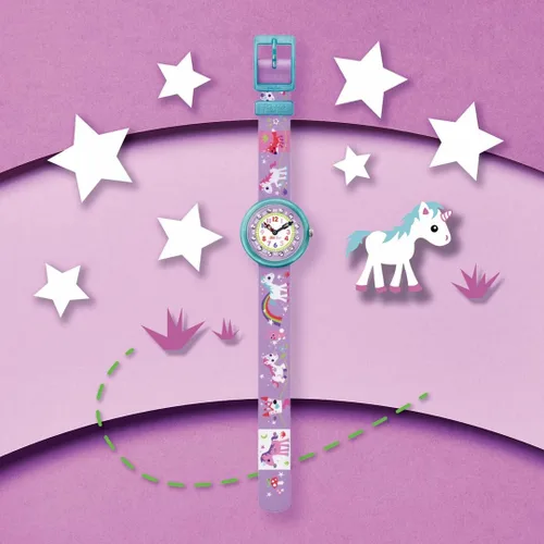 Vista 12 de Flik Flak MAGICAL UNICORNS Reloj unisex para niños (Modelo ZFBNP033), Púrpura, Moderno