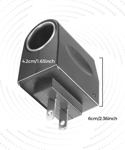 Vista 2 de Convertidor de CA a CC, Adaptador de Encendedor de Cigarrillos a Enchufe de Pared, Accesorios para Coche 120V/110V a 12V CA/CC Convertidor