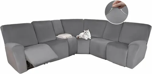 Vista 33 de HDCAXKJ Fundas de sofá seccional reclinable de terciopelo, cubierta de sofá seccional en forma de L, lavable, elástica, suave, para rincón