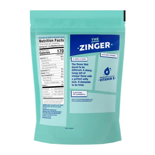 Vista 2 de Blue Diamond Almendras saborizadas con Sal y Vinagre, nueces para snacks, bolsa resellable de 16 oz, paquete de 1