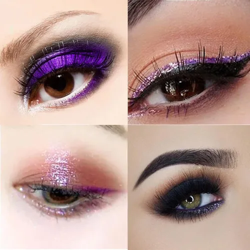 Vista 2 de Delineador de ojos líquido con purpurina, delineador de ojos con purpurina morado, de larga duración, impermeable, de secado rápido, punta
