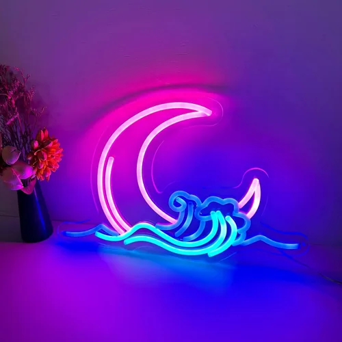 Vista 12 de Letrero de neón personalizado de sol y luna para decoración de pared, decoración personalizada de neón para dormitorio, sala de estar, meditación